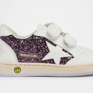 Golden Goose Kids Sneakers with Purple Glitter and White Star